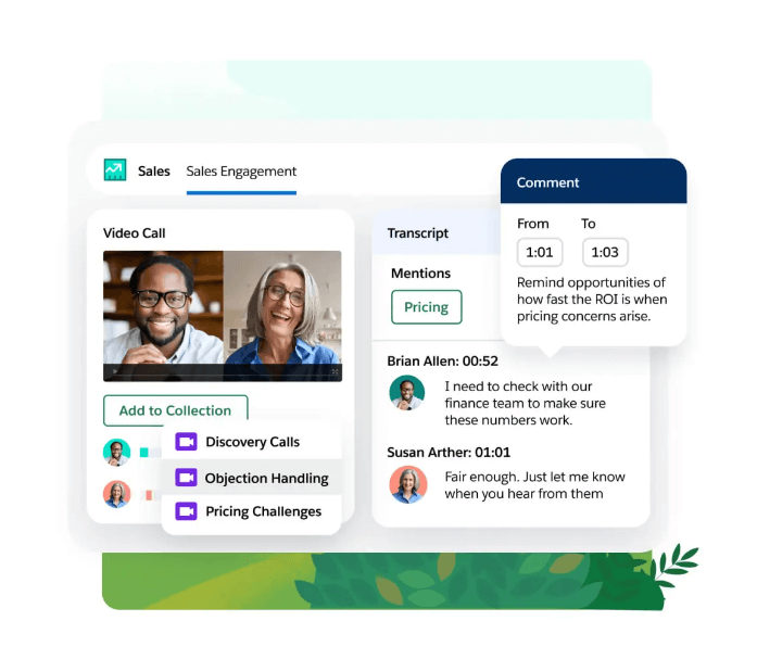Sales Engagementin keskeiset ominaisuudet Salesforcessa