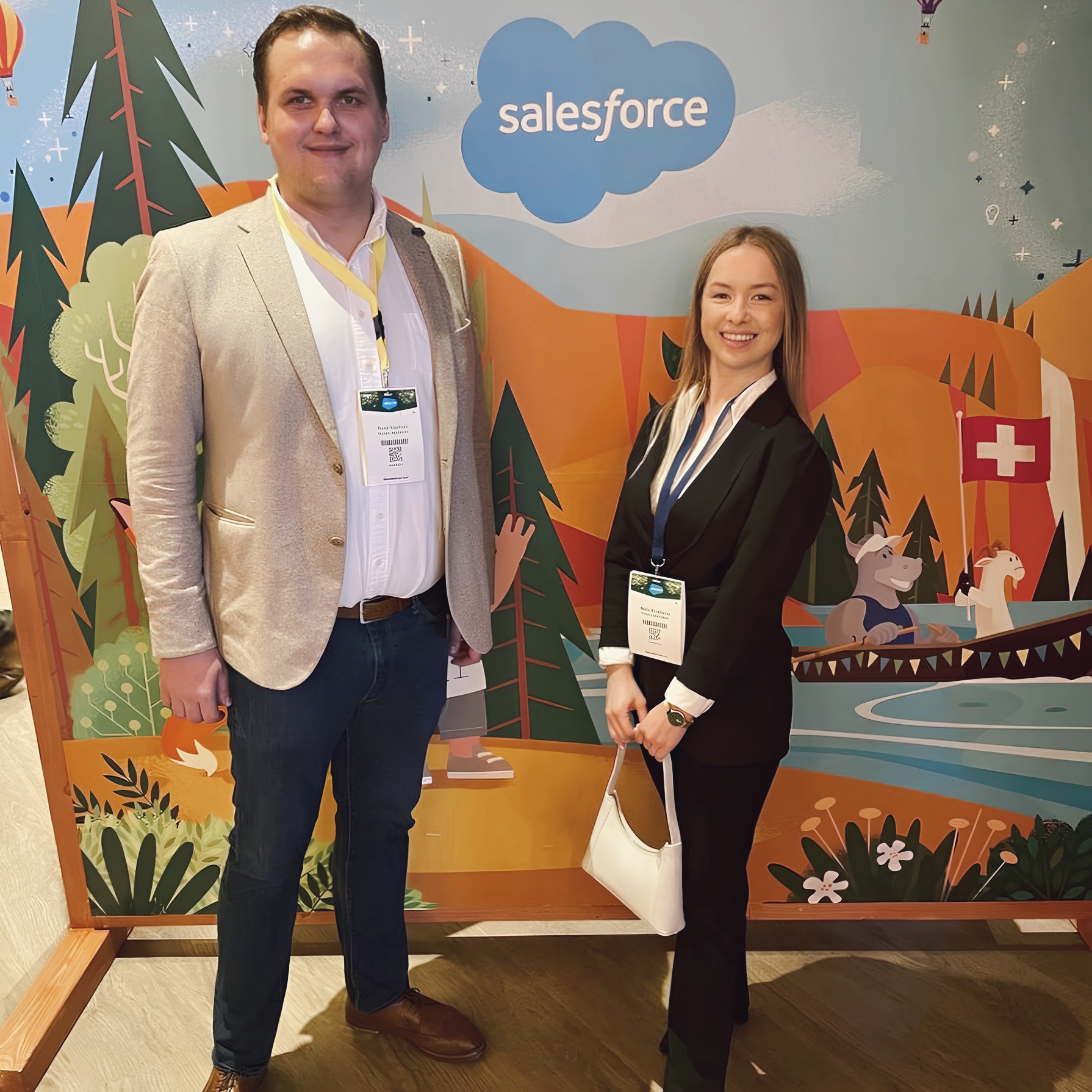 Kuva Pavel Klachkousta ja Maria Borakhavasta Salesforce World Tour Zurich -tapahtumassa