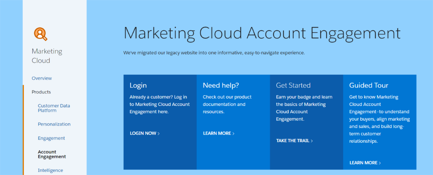 a screen of Salesforce website page about Marketing Cloud Account Engagement