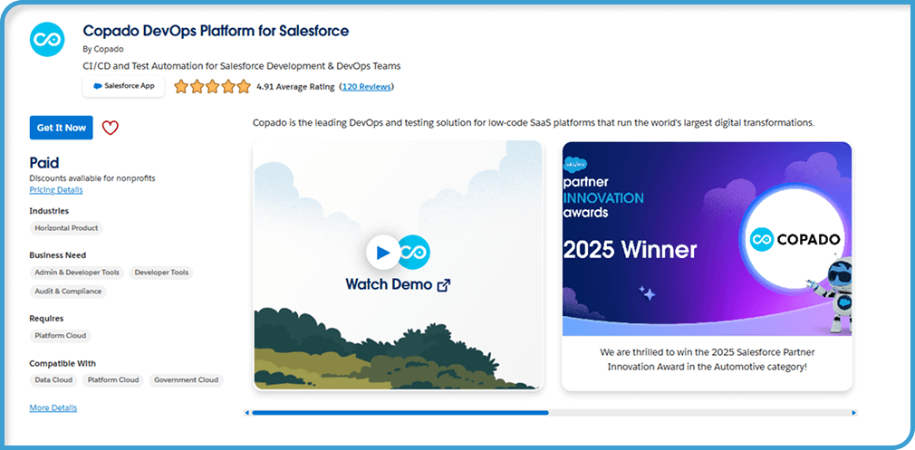 AppExchange-sovellukset julkaisuihin, käyttöönottoon ja DevOpsiin