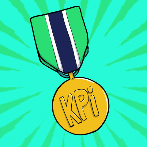 Eine Medaille mit der Aufschrift „KPI“, die zentrale Leistungskennzahlen zur Erfolgsmessung virtueller Veranstaltungen symbolisiert.