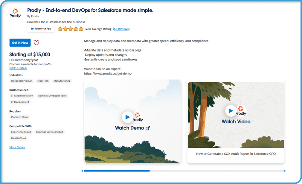 AppExchange-sovellukset julkaisuihin, käyttöönottoon ja DevOpsiin