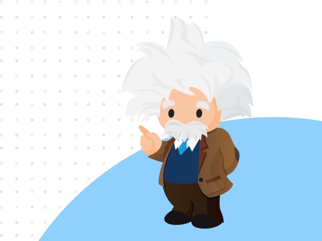 Salesforce Einstein-Symbol vor weiß-blauem Hintergrund