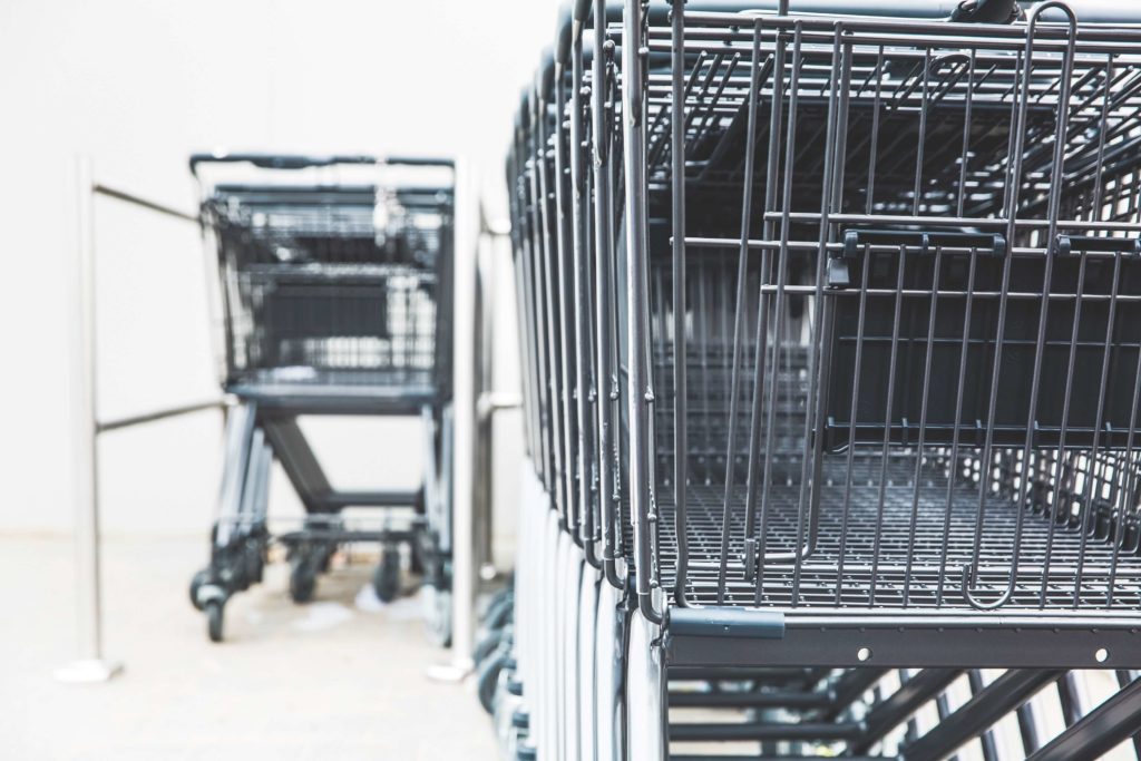 shopping carts on the white background