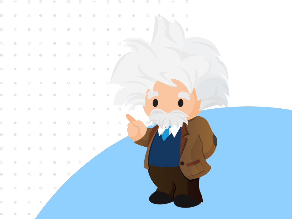 Salesforce Einstein symbol on the white and blue background 