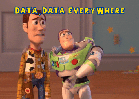Image displaying Toys Story characters with the caption 'data data everywhere'.