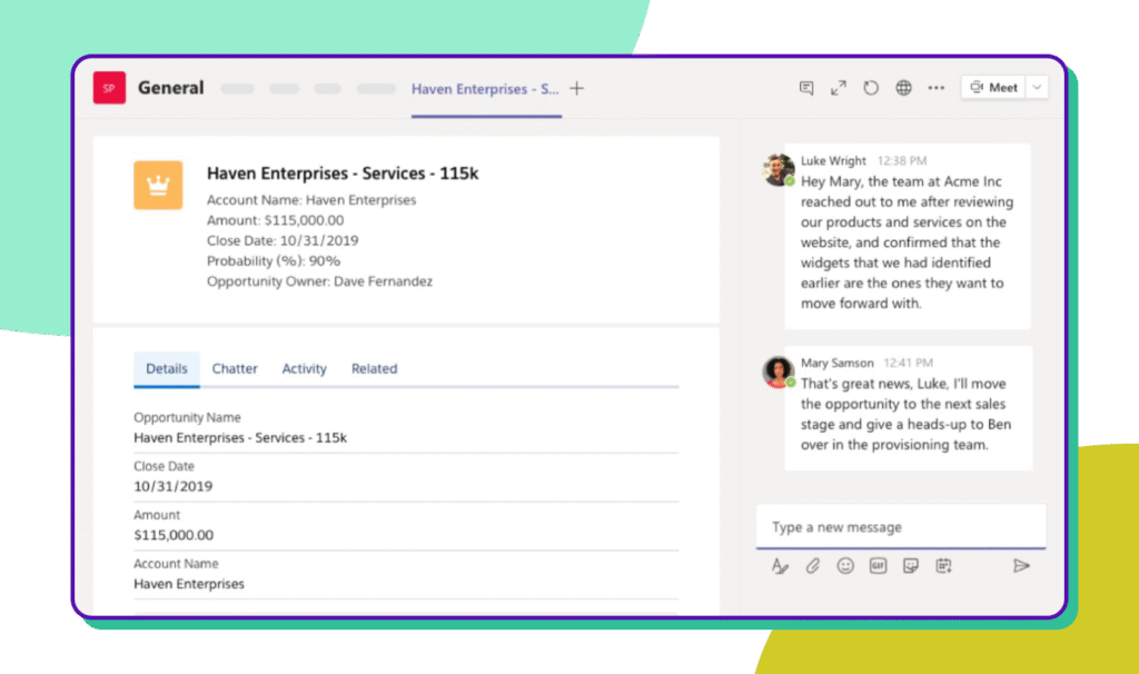 Salesforce App for Microsoft Teams
