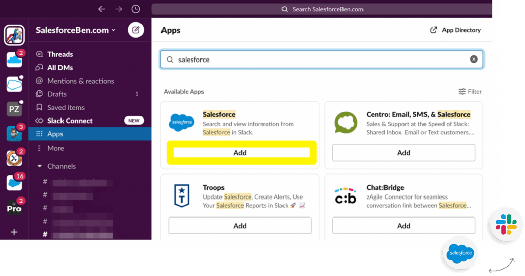 Step 1. Install The Salesforce App for Slack