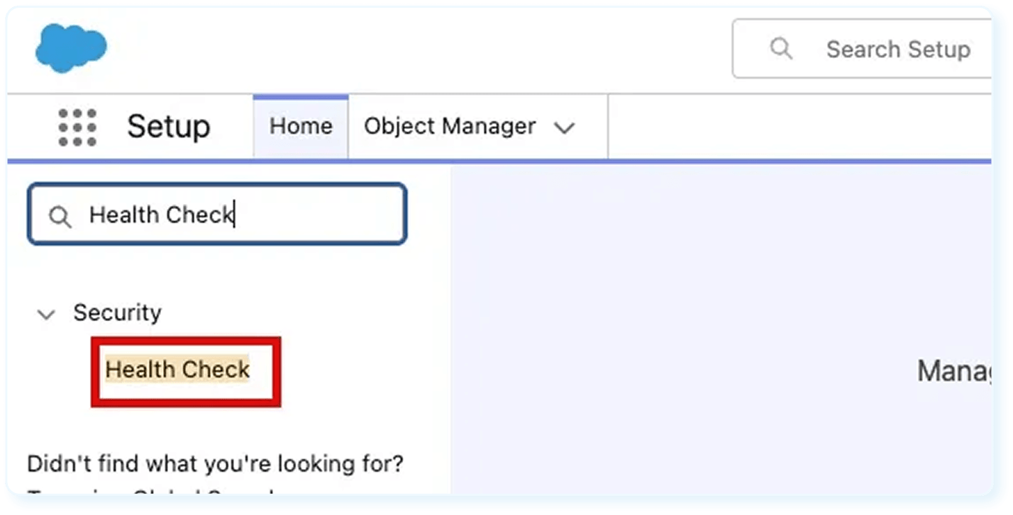 Open Health Check in Salesforce Setup
