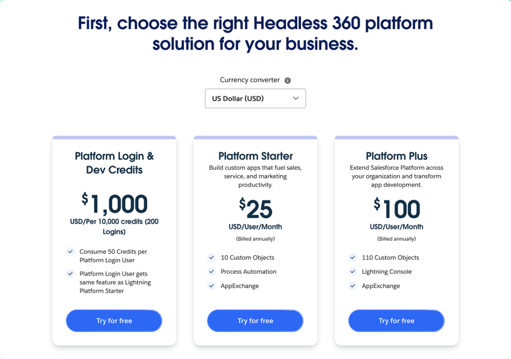 Salesforce Platform Pricing